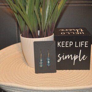 Iridescent Square Glass Bead Drop Earrings